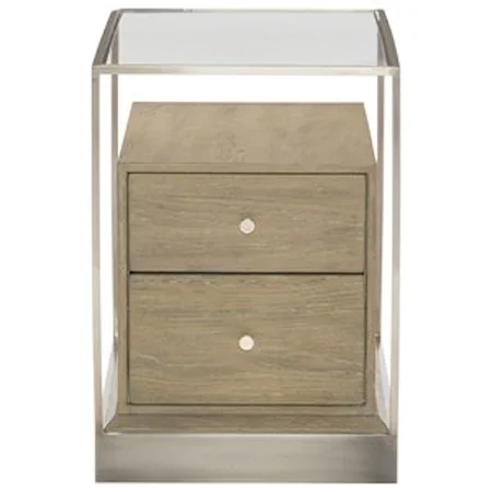Contemporary End Table with Stainless Steal Frame and Base